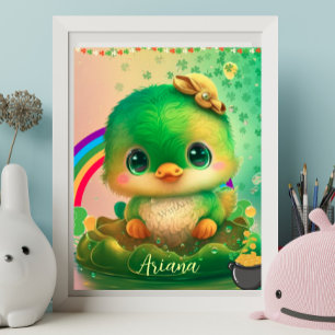 Cute St Patrick's Day Bird Personalized Art  Poster