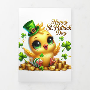 Cute St Patrick's Day card with Chicken
