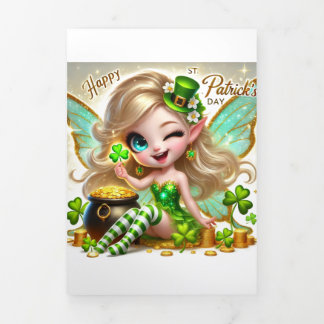 Cute St Patrick's Day card with Fairy