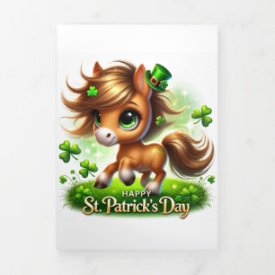 Cute St Patrick's Day card with Festive Horse 