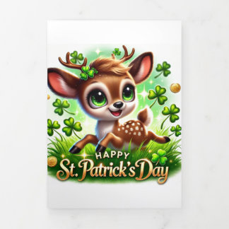 Cute St Patrick's Day card with Festive Irish Deer