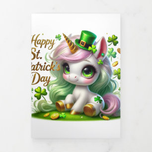Cute St Patrick's Day card with Festive Unicorn 