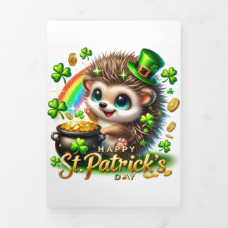 Cute St Patrick's Day card with Hedgehog