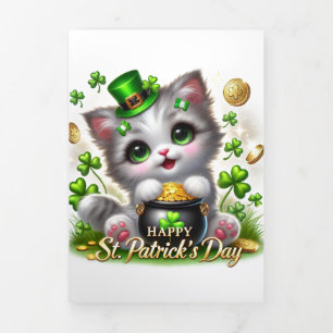 Cute St Patrick's Day card with Kitty