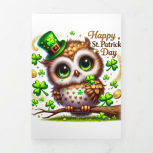 Cute St Patricks Day card with Owl 