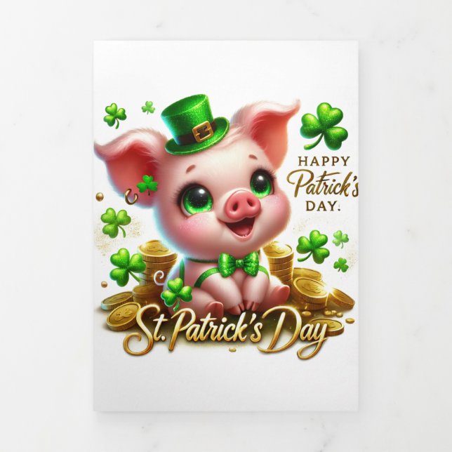 Cute St Patrick's Day card with piggy  (Cover)