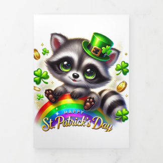 Cute St Patrick's Day card with Raccoon