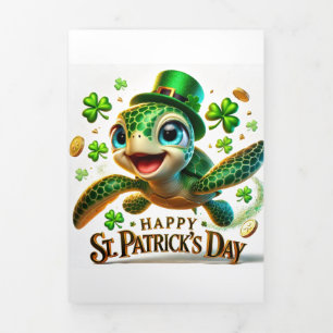 Cute St Patrick's Day card with Sea Turtle