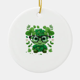 cute st Patricks day cute shamrock wherein glasses Ceramic Ornament