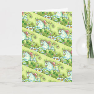 CUTE ST. PATRICK'S DAY FLYING IRISH PONY, FAIRY HOLIDAY CARD