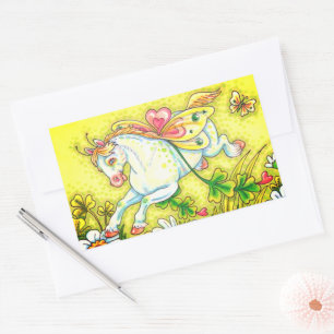CUTE ST. PATRICK'S DAY FLYING IRISH PONY, FAIRY STICKER