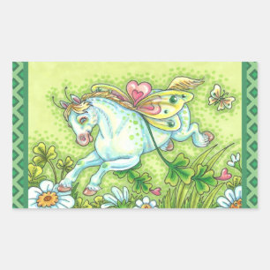 CUTE ST. PATRICK'S DAY FLYING IRISH PONY, FAIRY STICKER