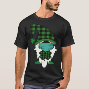 Cute St Patricks Day Gnome Face Mask Quarantine T-Shirt