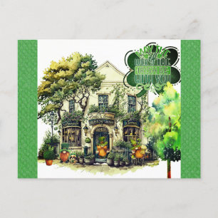 Cute St Patricks Day Gnome Irish Pub Bar Postcard