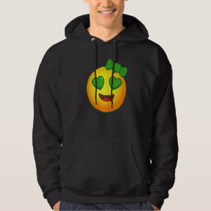 Cute St Patricks Day Green Heart Eyes Bow Women Gi Hoodie