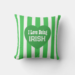 Cute St. Patrick's Day Green I Love Being Irish Throw Pillow