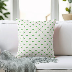 Cute St Patrick's Day Green Shamrock Pattern Throw Pillow