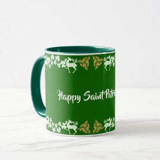 Cute St Patricks Day Green Shamrock Stag Celtic Mug