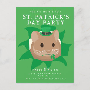 Cute St Patrick's Day Hamster peeking through hole Postcard
