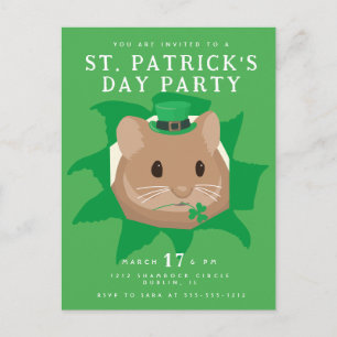 Cute St Patrick's Day Hamster peeking through hole Postcard