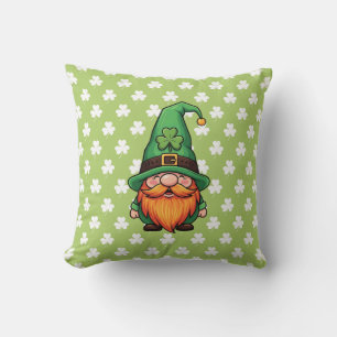 Cute St. Patrick's Day Lucky Leprechaun Gnome Throw Pillow