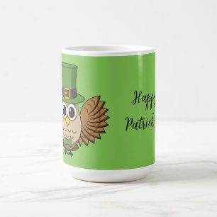 Cute St Patrick's Day Owl Cartoon   Add Text Coffee Mug