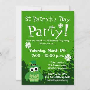 Cute St Patricks Day party invitations Customize