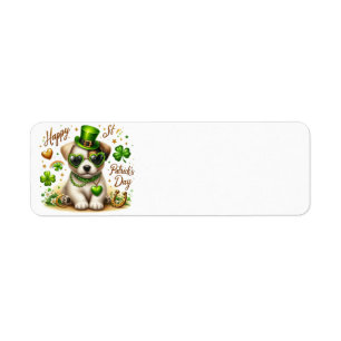 Cute St. Patrick's Day Puppy return address label