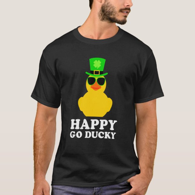 Cute St Patrick's Day Rubber Duck Sunglasses Hat P T-Shirt (Front)