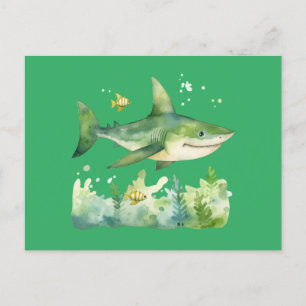 Cute St Patrick's Day Shark Postcard