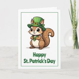 Cute St. Patrick's Day Squirrel with Green Hat Card
