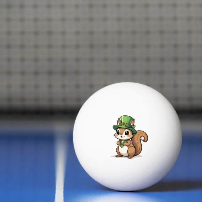 Cute St. Patrick's Day Squirrel with Green Hat Ping Pong Ball (Net)