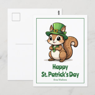 Cute St. Patrick's Day Squirrel with Green Hat Postcard