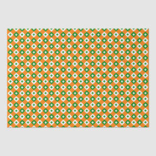 Cute St Patrick's Lucky Clover Green Orange Plaid Tissue Paper