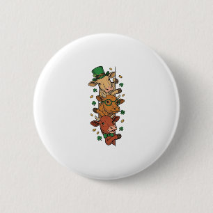 Cute Stacked Cows St Patrick Vintage Engraving Des 2 Inch Round Button