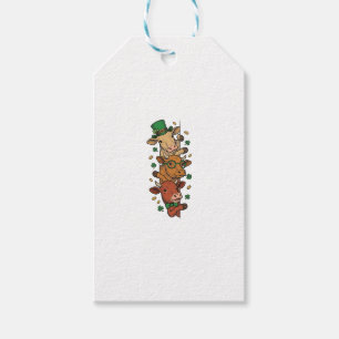 Cute Stacked Cows St Patrick Vintage Engraving Des Gift Tags