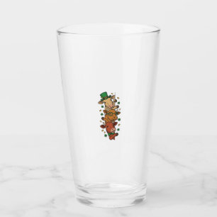 Cute Stacked Cows St Patrick Vintage Engraving Des Glass