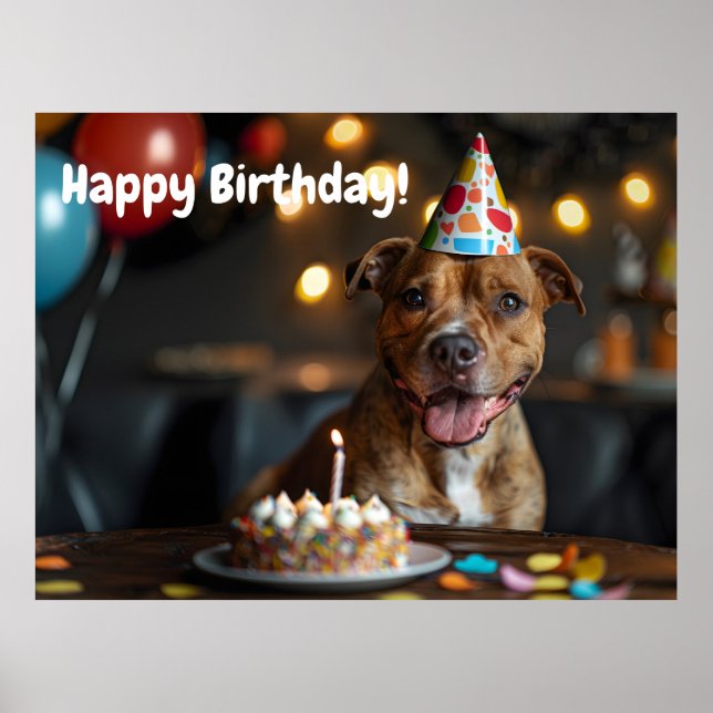 Cute Staffordshire bull terrier birthday design Poster (Front)