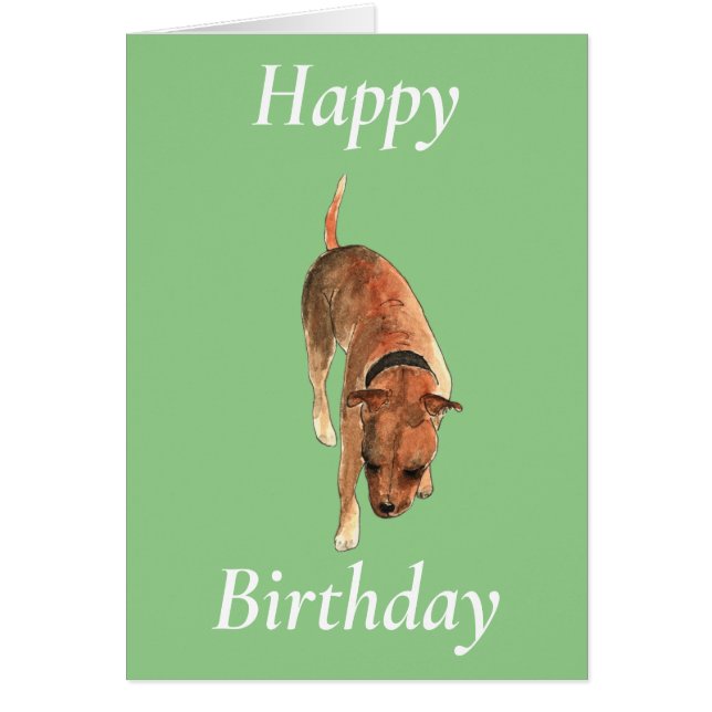 Cute Staffordshire Bull Terrier Dog Art Birthday  (Front)