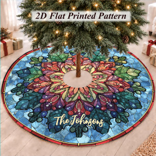 Cute stained glass mandala custom christmas brushed polyester tree skirt