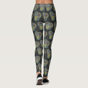 Cute Stained Glass Miniature Schnauzer with Heart  Leggings