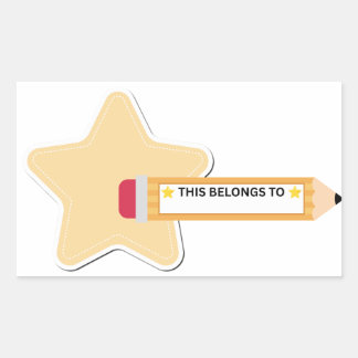 ​​Cute Star and Pencil Kids School Name Labels