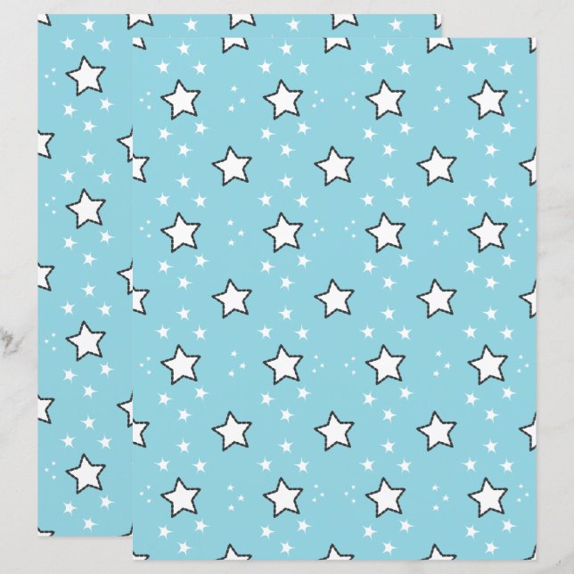 Cute Star Pattern Scrapbook Paper (Front/Back)
