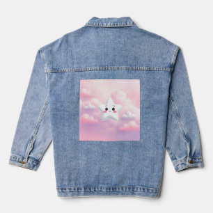 Cute Star Pink Sky Women's Denim Jacket