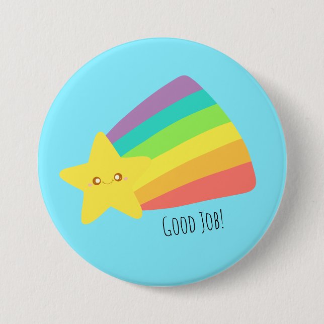 Cute Star Rainbow 3 Inch Round Button (Front)
