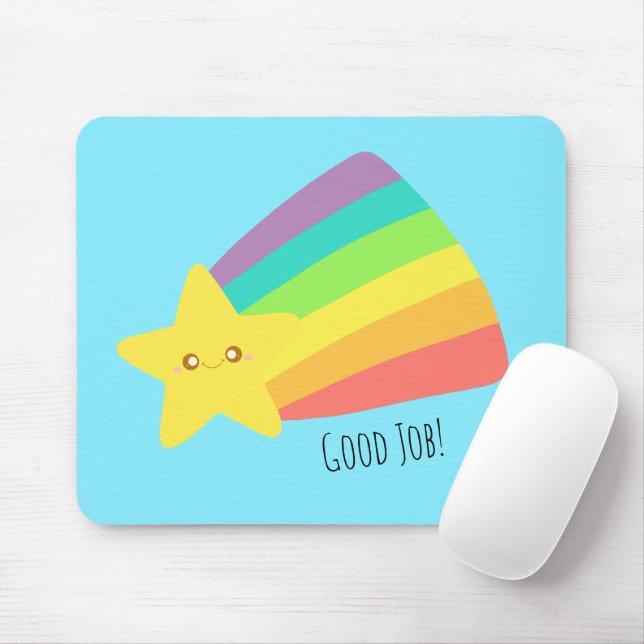 Cute Star Rainbow Mouse Pad (With Mouse)