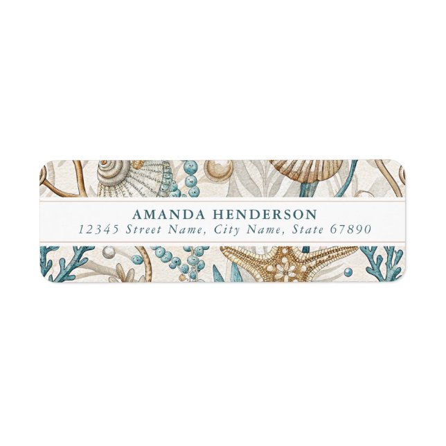 Cute Starfish and Seashells Return Address Labels (Front)