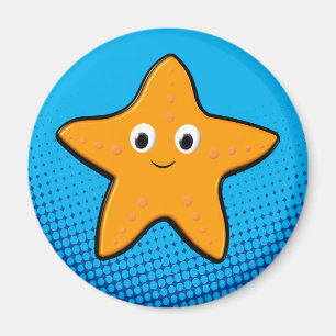 Cute Starfish Drawing Blue Ocean Magnet