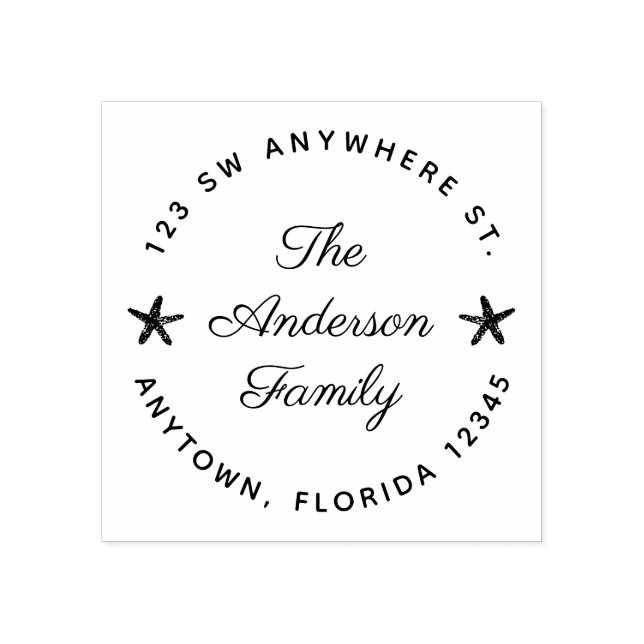 Cute Starfish Return Address Personalized Rubber Stamp (Imprint)