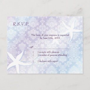Cute Starfish Tropical Wedding RSVP Invitation Postcard